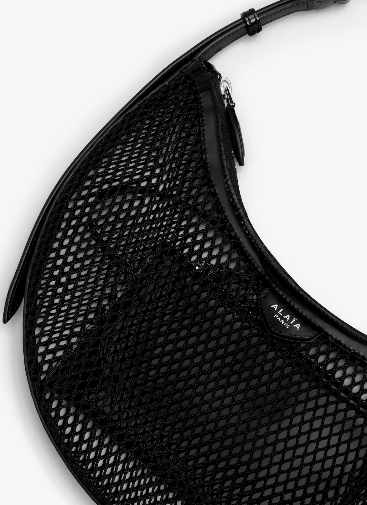 ONE PIECE DEMI LUNE BAG IN FISHNET ALAÏA BLACK ONE PIECE DEMI LUNE BAG IN FISHNET